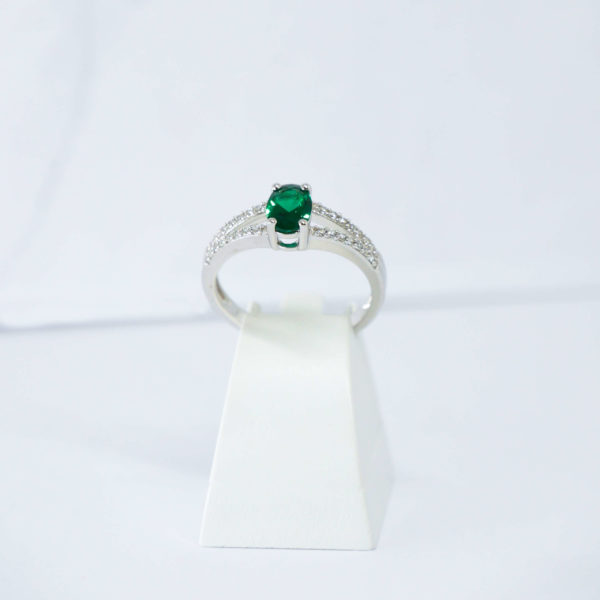 bague argent spinelle verte